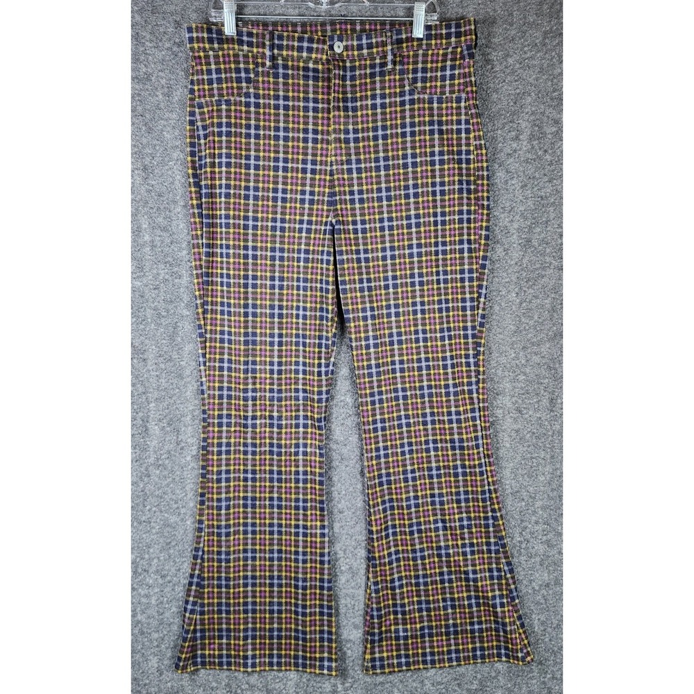 American Eagle Pants Womens 16 Regular Plaid High Rise Flare Multi-Color EUC